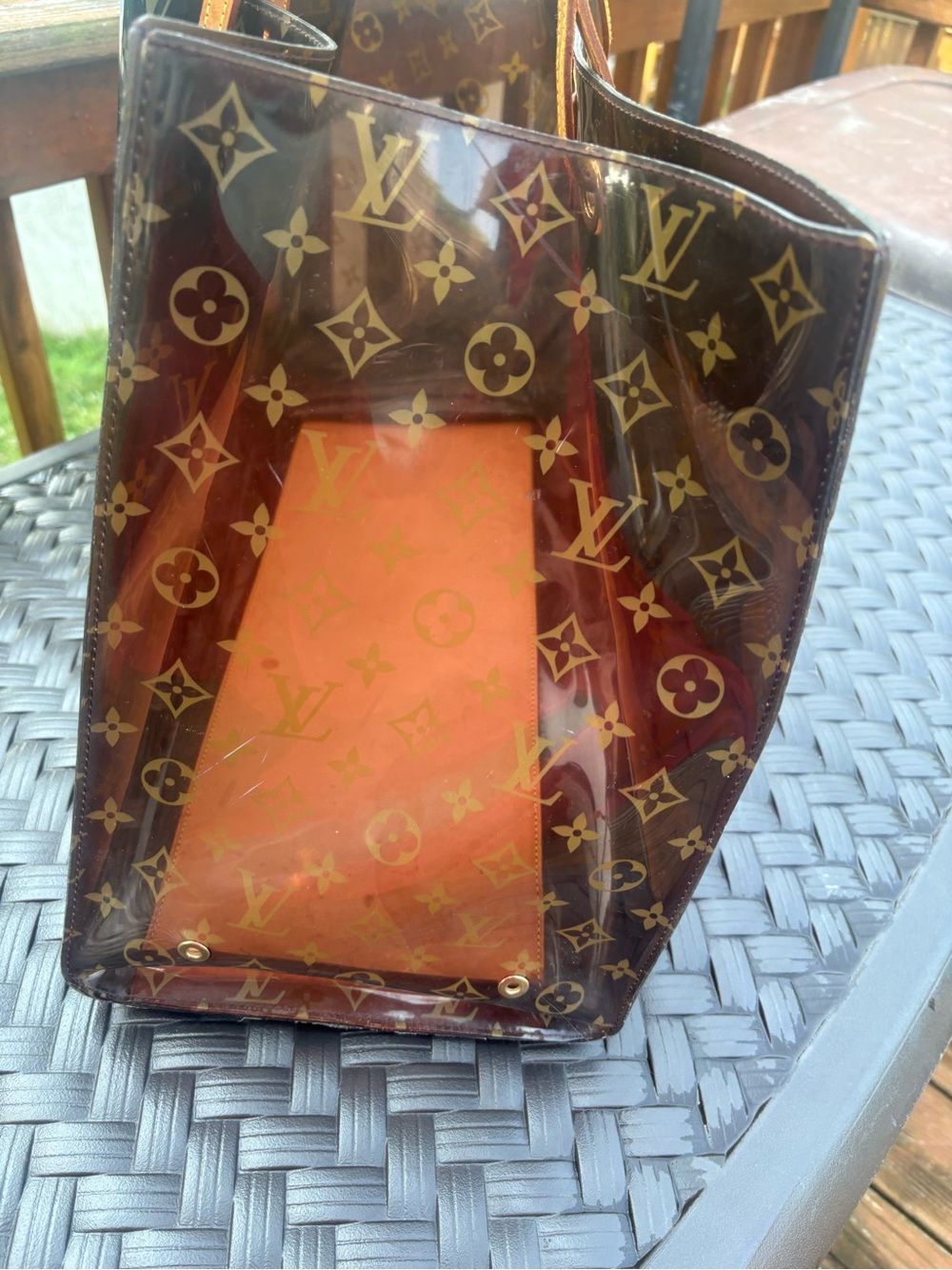 Louis Vuitton Monogram Clear Cabas GM Tote with Brown Trim - Picture 12 of 16